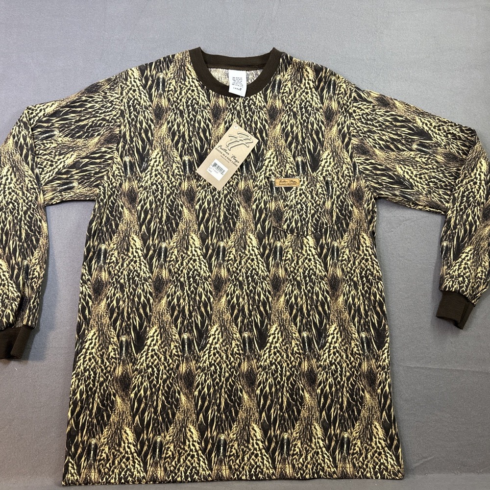 Feathers Flage Ducks In A Row Camo Long Sleeve Shirt Men's Large